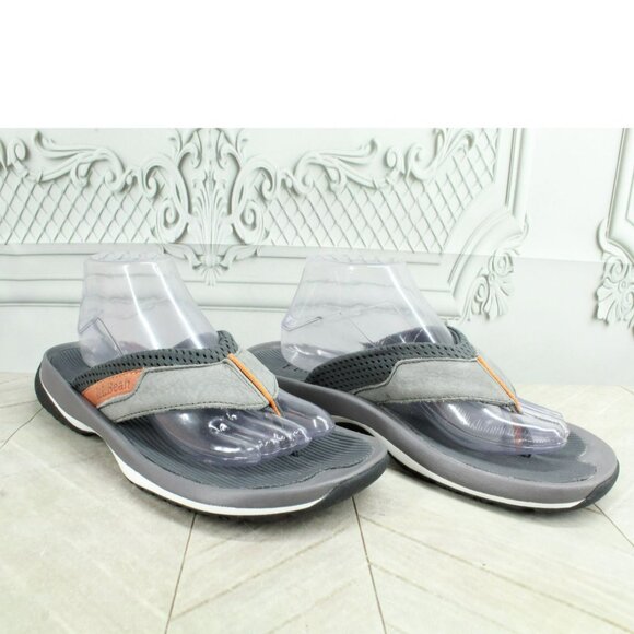 LL Bean Swift River Gray Suede Slip On Perforated Sports Flip-Flops Size 9 M - Picture 2 of 9